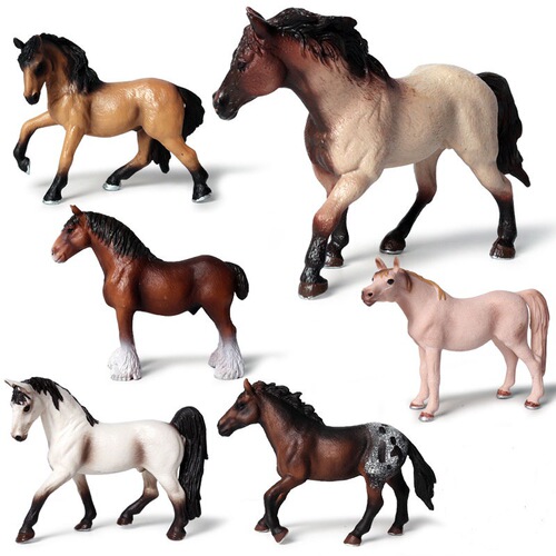 Solid simulation animal horse model, foal, dark horse, thousand-mile horse, children's cognitive toy, wild animal model