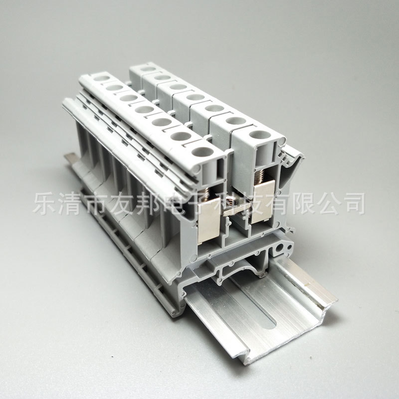 阻燃铜件接线端子UK10N轨道直通式接线端子排YKJ-10组合电压端子