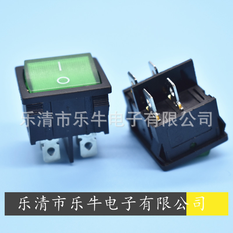 方形绿色带灯船型开关21*24mm绿色带灯翘板开关 KCD5绿色电源开关