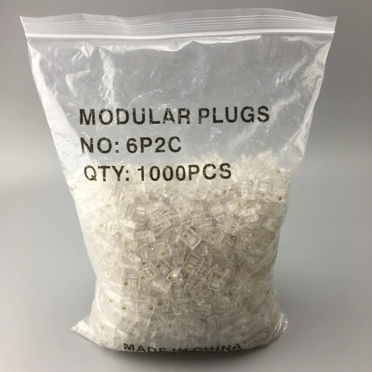RJ11 телефонная линия кристаллическая головка 2 проводника 6P2C телефонная кристаллическая головка телефон кристаллическая головка 1,000/ package