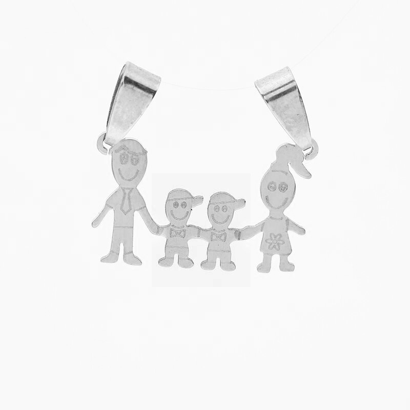Promoción de liquidación de acero inoxidable joyería par brillante colgante familia serie dibujos animados familia colgante en stock