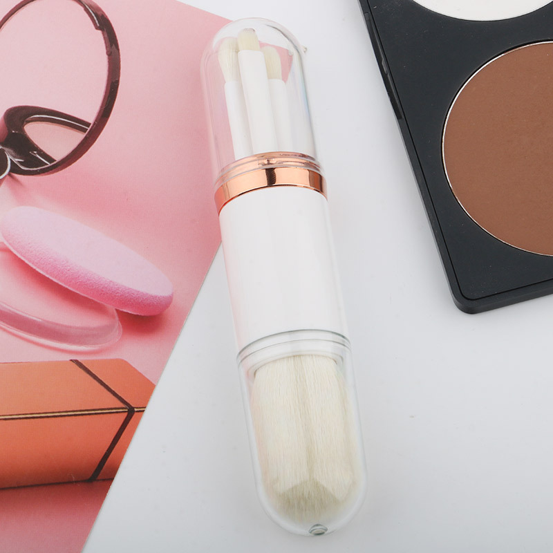 Cepillo telescópico cuatro en uno portátil cepillo de sombra de ojos herramienta de belleza color de la piel cepillo suelto único Cepillo de maquillaje multifuncional