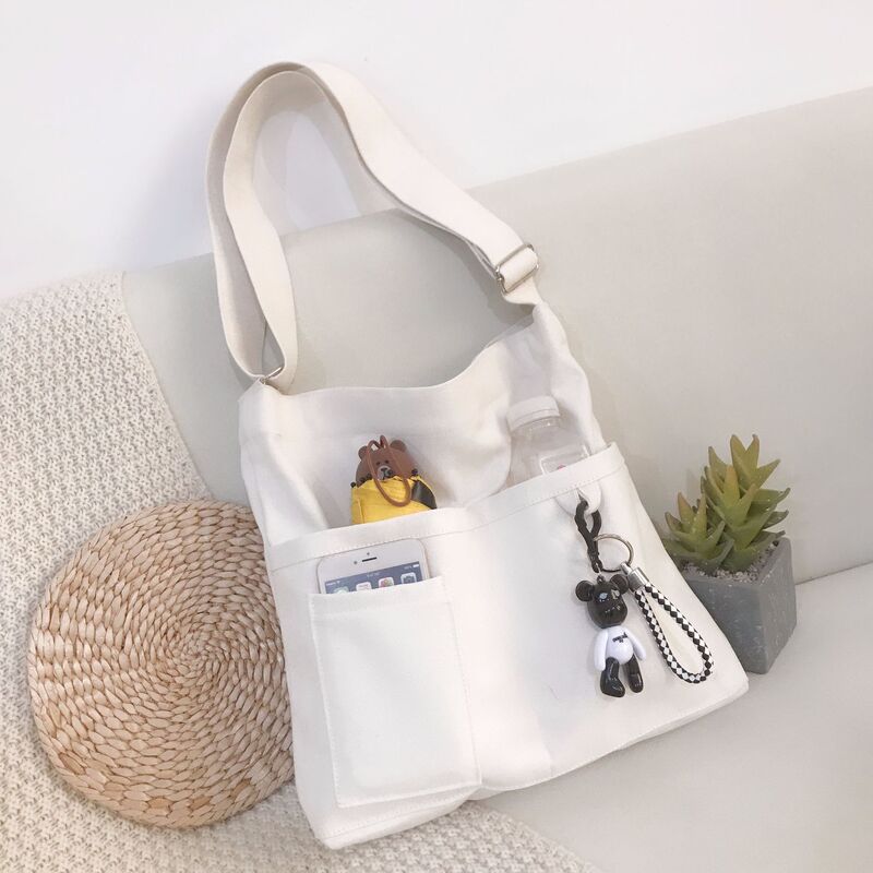 Canvas bag custom new Korean style messenger bag large capacity women's clothing book canvas bag shoulder bag student class bag