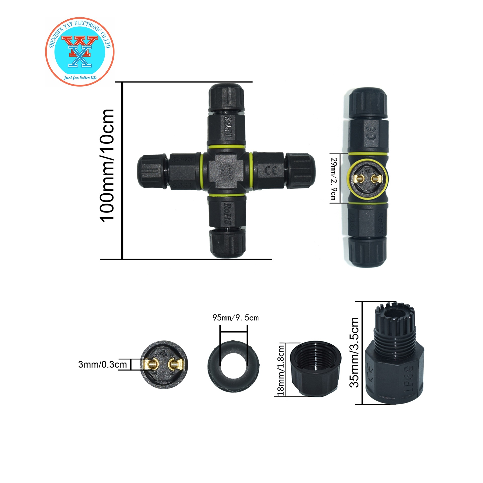 nylon Flame retardant waterproof connector lighting outdoors LED Floor heating Warm wind Cable 42 M20 Waterproof connector