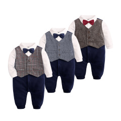 Cross-border Instagram baby onesie spring crawling suit gentleman bow tie baby harney