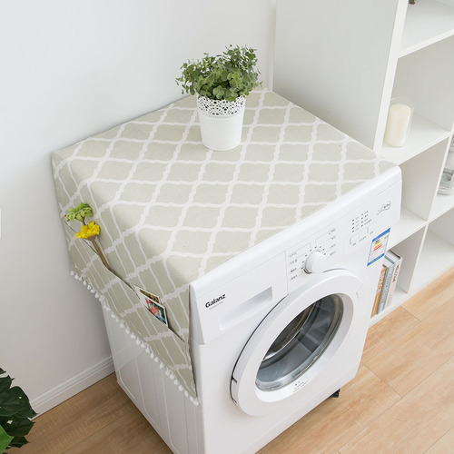 Gray green rhombus geometric modern simple refrigerator cover cloth single door refrigerator dust cover drum washing machine cover cloth