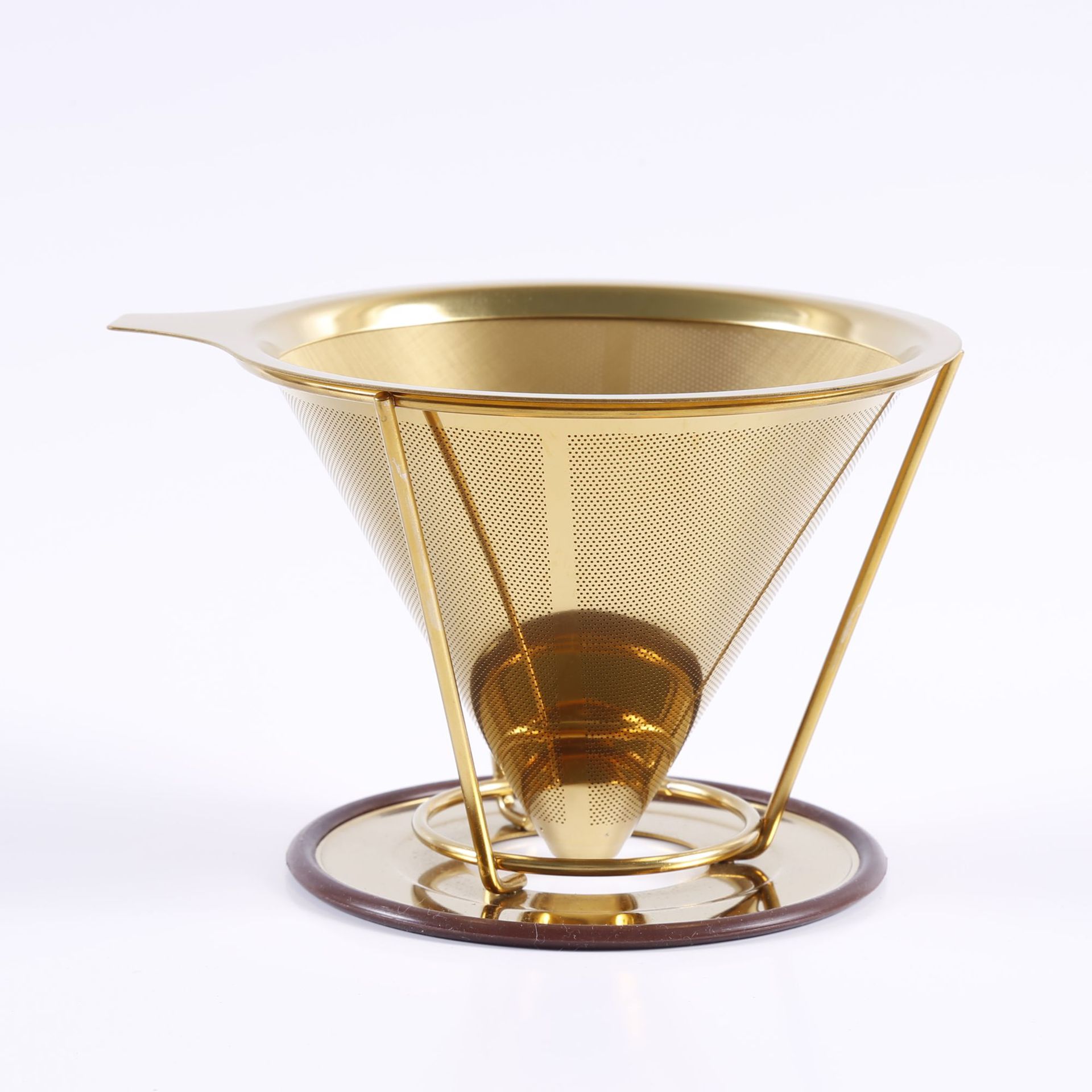 厂家现货亚马逊金色不锈钢手冲咖啡过滤漏斗微米滴漏滤网过滤网