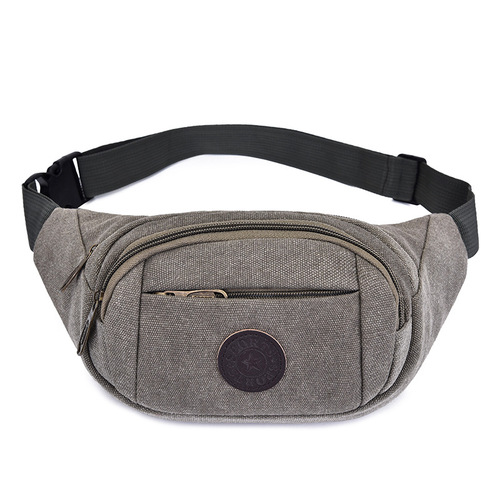  Summer New Canvas Waist Bag for Men and Women, Multifunctional Outdoor Sports Waist Bag, Large Capacity Cashier Bag, Crossbody Bag