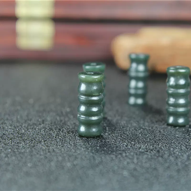 新疆和田玉竹节佛珠配饰 节节高升  玉石DIY半成品 手链