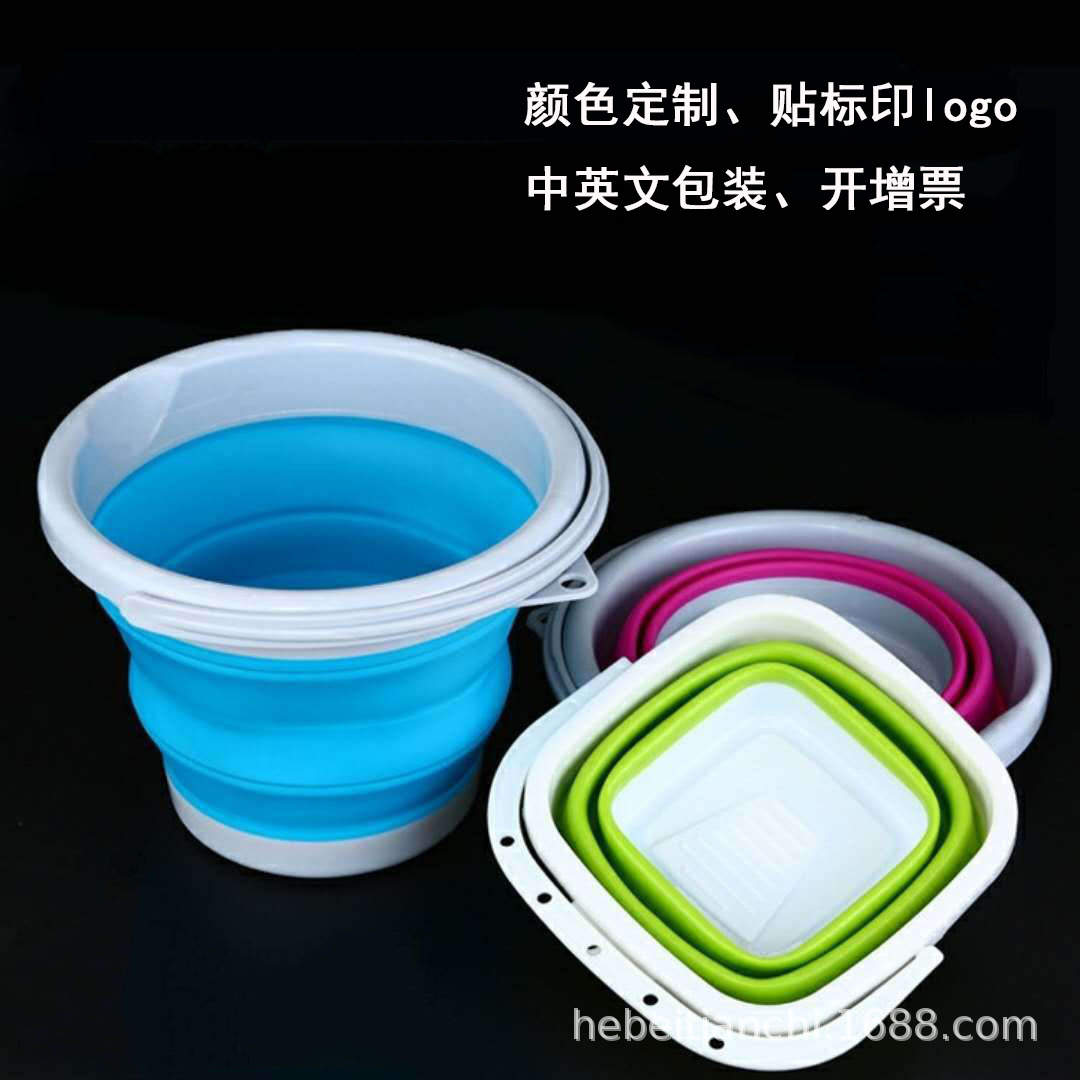 Folding Silicone Bucket Plastic Car Car Washing Bucket Household Portable Art Washing Pen Outdoor Fishing Folding Bucket