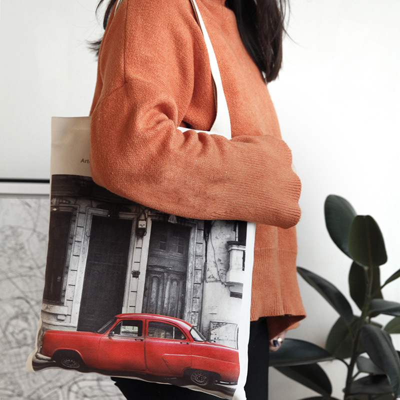 厂手提帆布袋时尚印花单肩帆布包购物广告宣传定制logo帆布袋批发