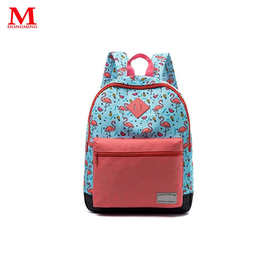 厂家生产涤纶碎花数码印韩版学生背包电脑包时尚撞色双肩背包新款