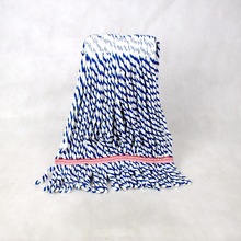 厂家蓝白色棉纱拖把头 蜡拖把头 夹式棉纱拖头 含四色标 出口英国