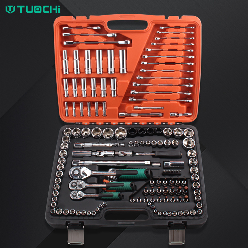 150件汽车维修组套筒扳手组合工具机修组合套装汽保汽修随车工具