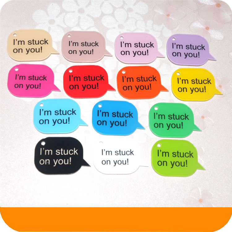 文字贴片 I'm stuck on you!DIY亚克力贴片已打孔钥匙扣配件