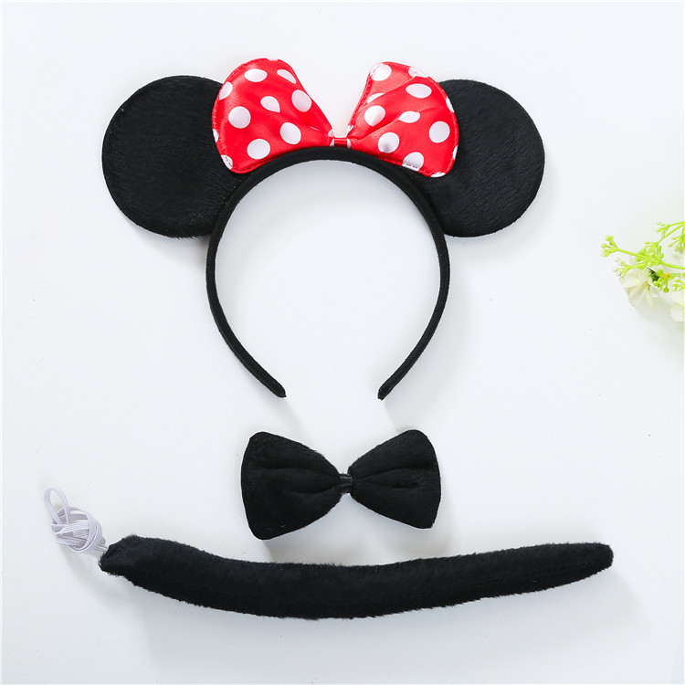 Día del niño rendimiento dibujos animados diadema tocado diadema kindergarten danza de tres piezas gato oreja pajarita cola