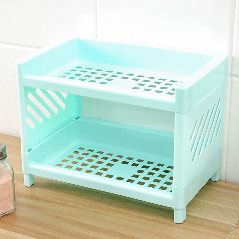 Двухъярусная стойка для хранения Yingcai – 19,58×13,28×10,24 см, 0,5 кг; 4 цвета: розовый, белый, зелёный, серый