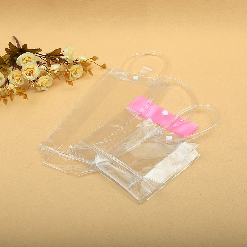 PVC服装包装袋 透明PVC按钮手提袋PVC袋厂家定 制PVC磨砂塑料袋