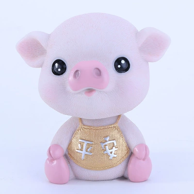 Creative car shaking head Car ornaments - pig-treasure-series-gold-ping-an-pig