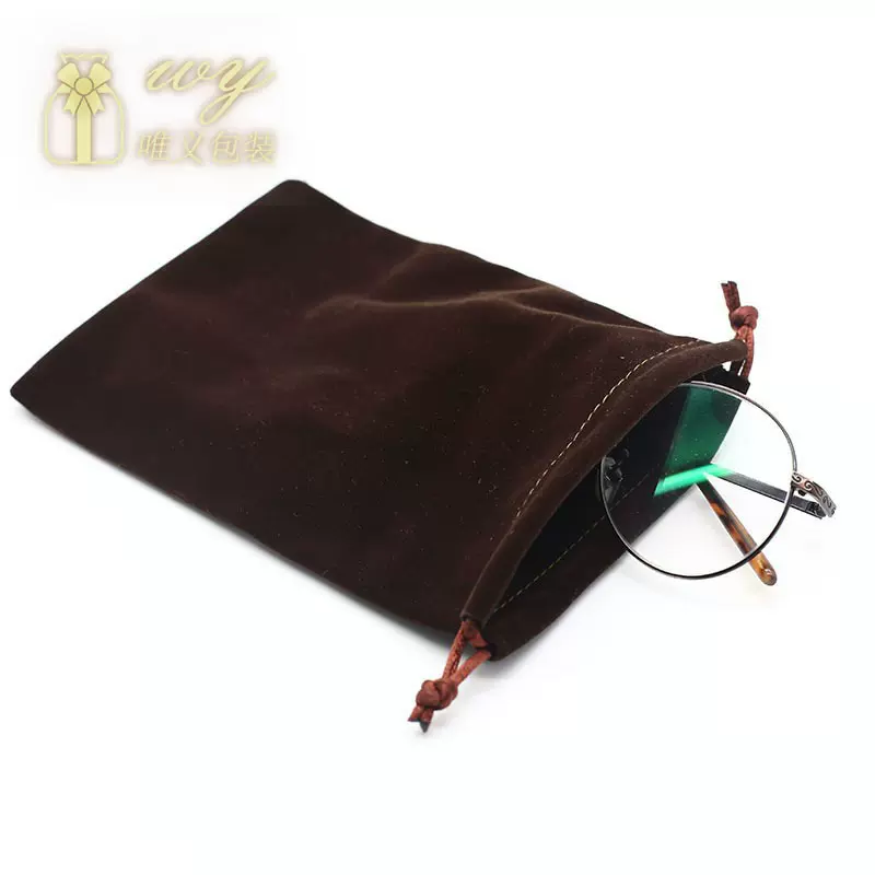 现货9*12cm眼镜框充电宝收纳袋 珠宝首饰绒布袋束口袋可定 制logo