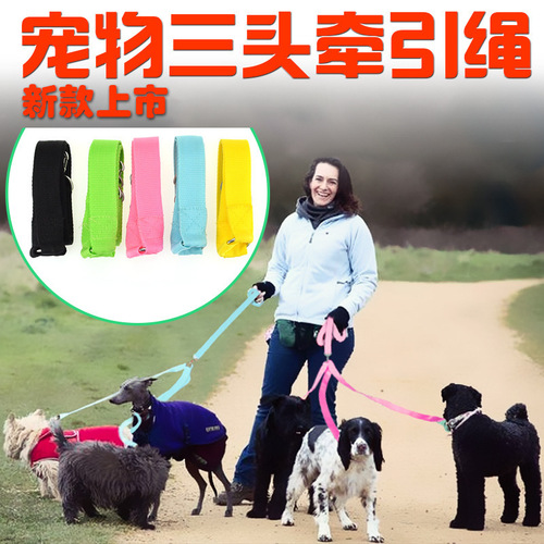 Loss-loss seat belt pet car fixed belt dog leash double-head chain three-head chain running chain belt retractable rope