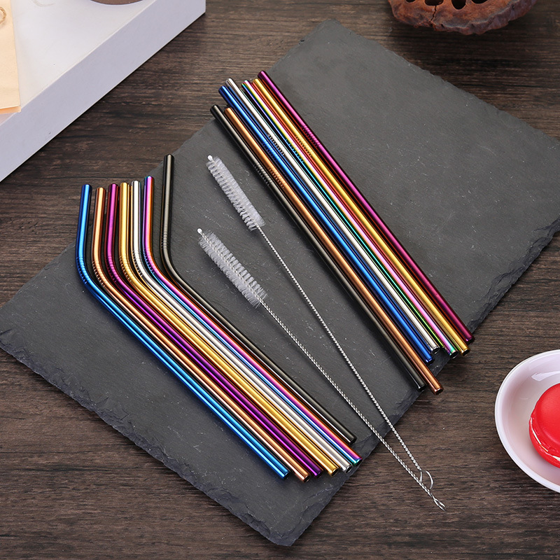 El traje de paja de metal de color de café de té de leche de bebida de paja de acero inoxidable 304 transfronterizo de Amazon puede ser logotipo personalizado