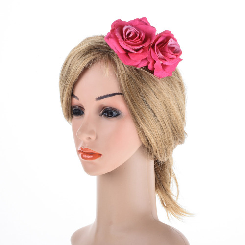 Factory direct sales of new 7CM simulated rose flower comb double flower headdress bridal head flower hair accessories wholesale