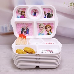 Cartoon five-grid dinner plate creative children's and students' grid melamine dinner plate for home dining and restaurant break-resistant cartoon dinner plate