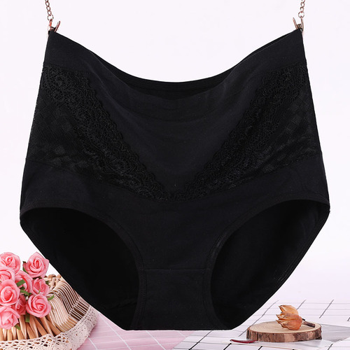 Middle-aged and elderly mother's underwear women's large size fat mm 200 pounds plus fat plus size pure cotton high waist red bottoms extra large 910