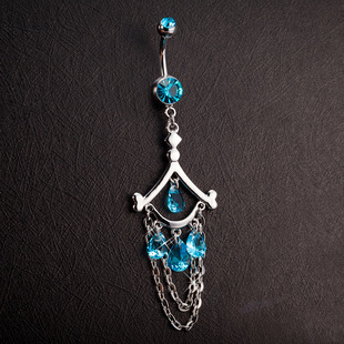 Drop-shaped Long Tassel Navel Nail AliExpress Amazon Hot Sale Stainless Steel Zircon Navel Ring