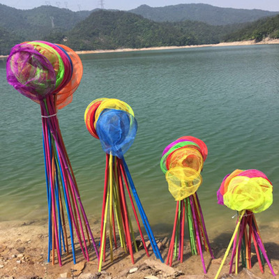 厂家直销儿童渔网竹制鱼护昆虫抄网蝴蝶网网兜伸缩竹子网景批发|ms