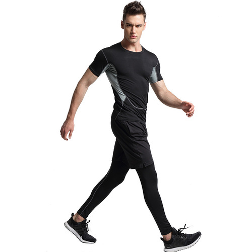 fitness wear men's fitness sports quick-drying set running training tight-fitting clothes breathable compression fitness clothing 