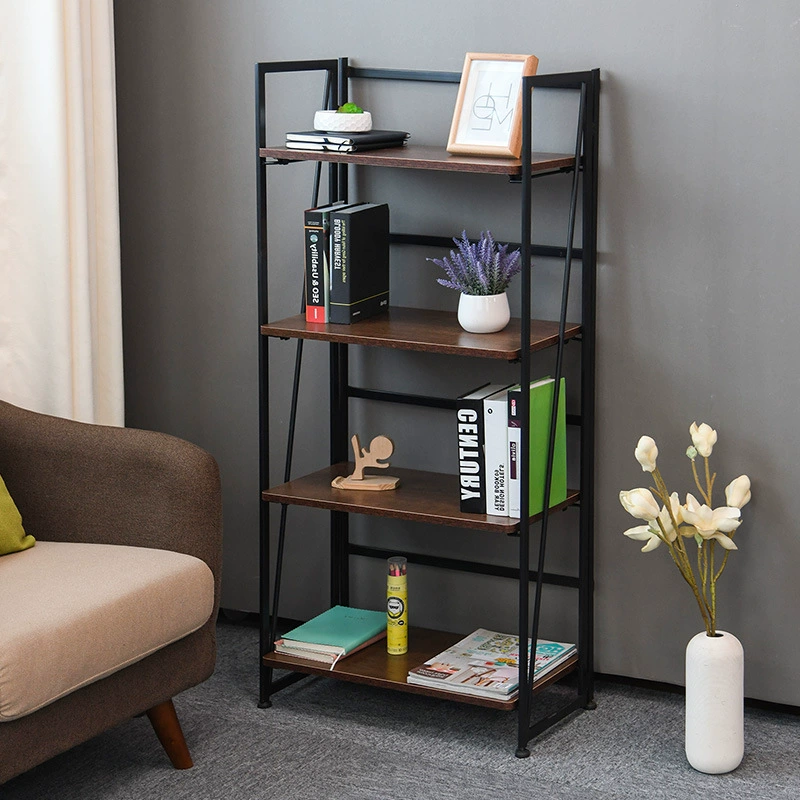 1 Складная книжная полка простой современный офисный стеллаж для хранения стальная деревянная книжная полка