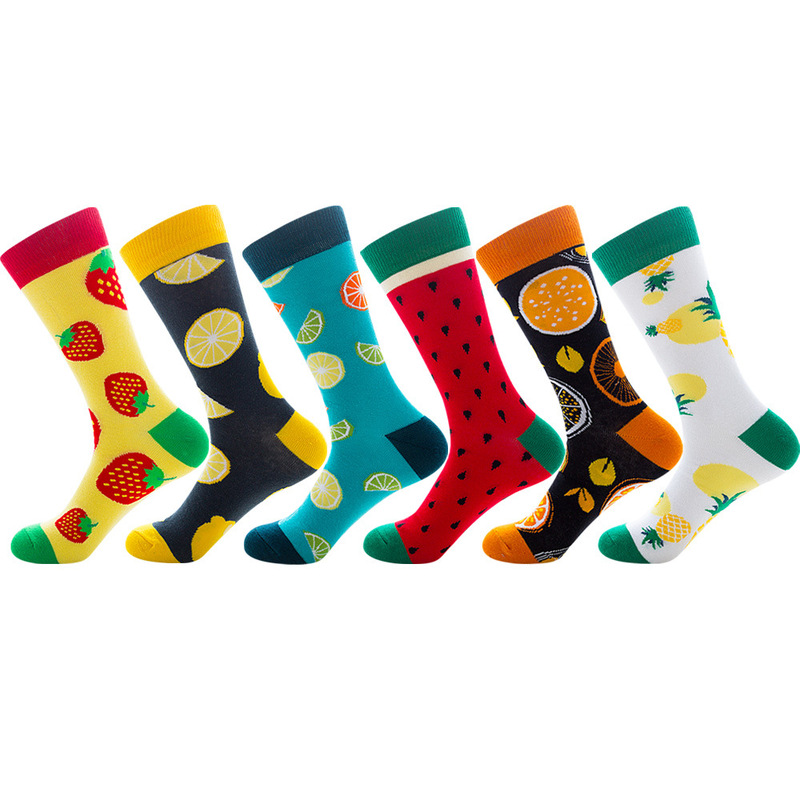 Cross-border source Amazon tide socks combed cotton Tide brand men's socks mid-tube socks jellyfish fruit swimming ring women's socks