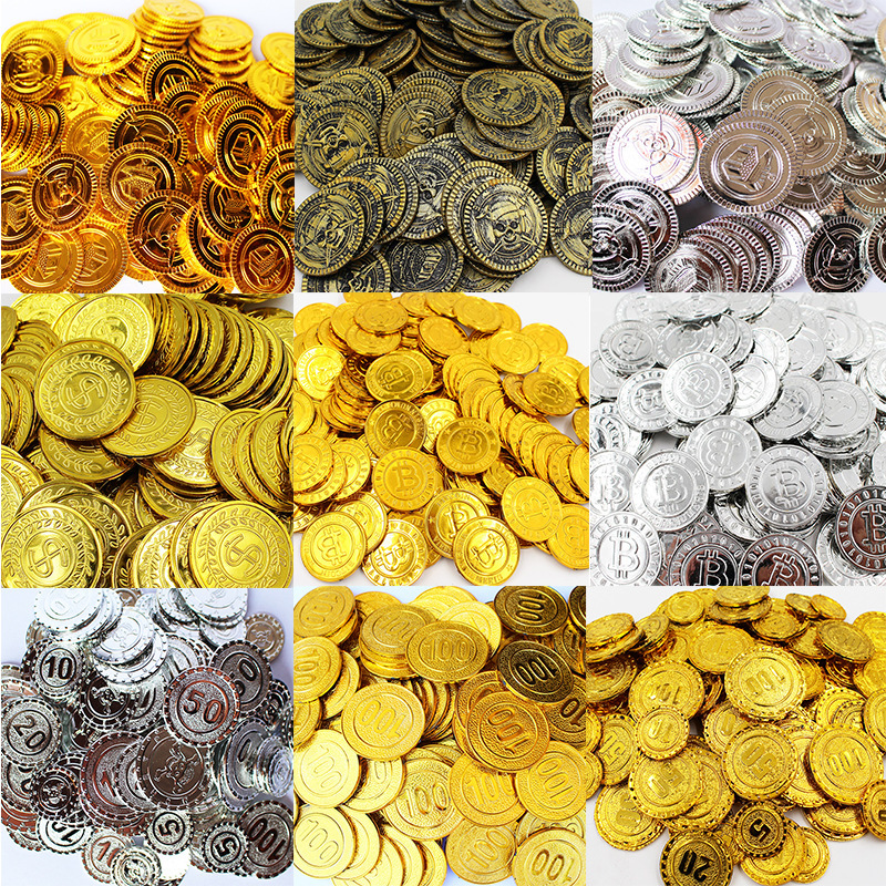 Activity Lucky Draw to Grab Fake Gold Coins Toy Face Value Table Game Coin Chips Props Gold Coin Face Value Coin Pirate Coin