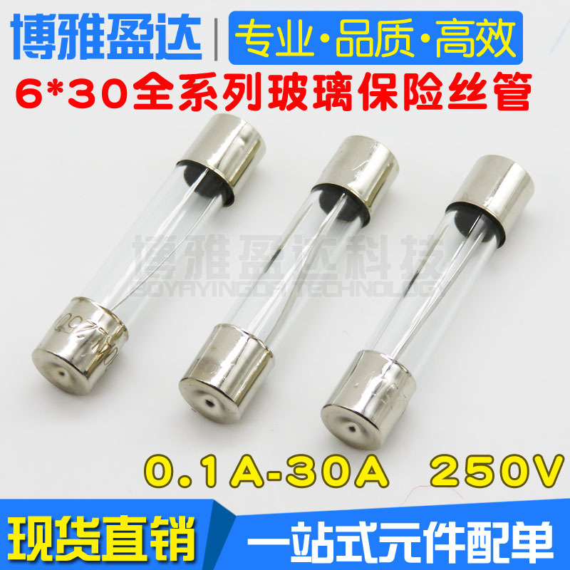 6*30玻璃保险丝管 20A 250V 快熔快断  F20A L250V 一盒=100只