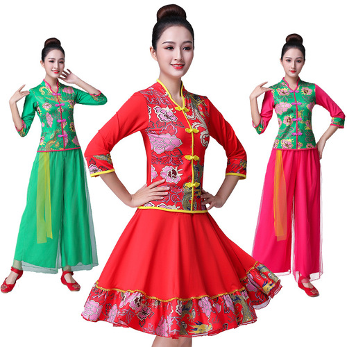 Deeply Meaningful Square Dance Costumes Creative Chinese Style Dance Costumes Mid-Fly Dragon and Phoenix Adult Dance Costumes Wholesale