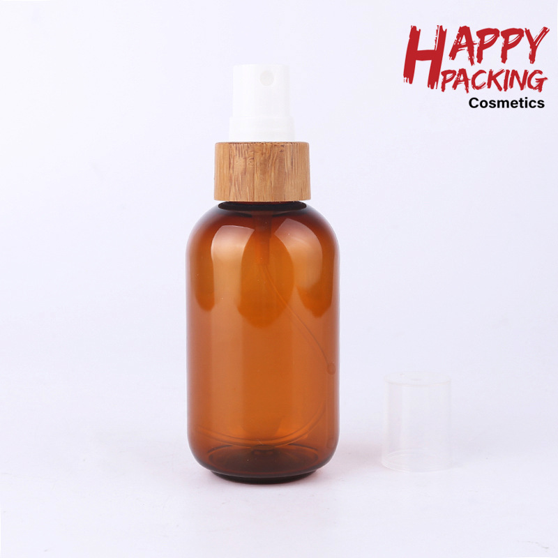 80ml pet棕色包竹喷雾瓶 爽肤水化妆水分装瓶 细密雾化喷雾瓶