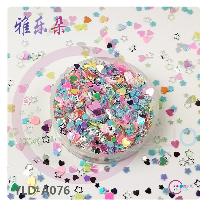 3mm love hollow five-pointed star rouge mix sequins diy nail beads nail jewelry glue drop material accessories