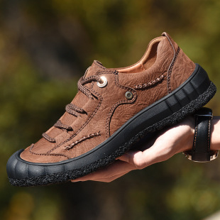 Autumn and summer new outdoor casual men's shoes genuine leather work shoes handmade head into cowhide one-piece delivery hiking shoes