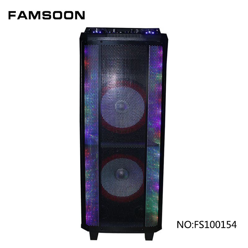 Double 10-inch high-power outdoor mobile Bluetooth speaker square dance national karaoke wooden audio wireless microphone