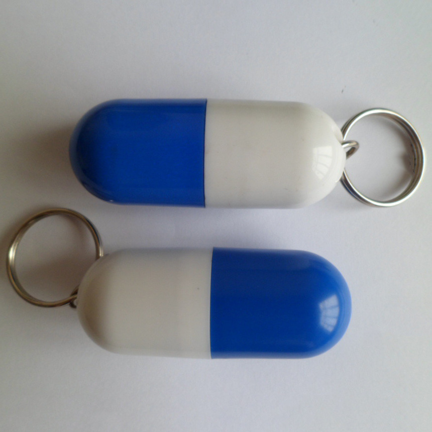 创意塑料药盒钥匙扣 便捷药盒钥匙扣
