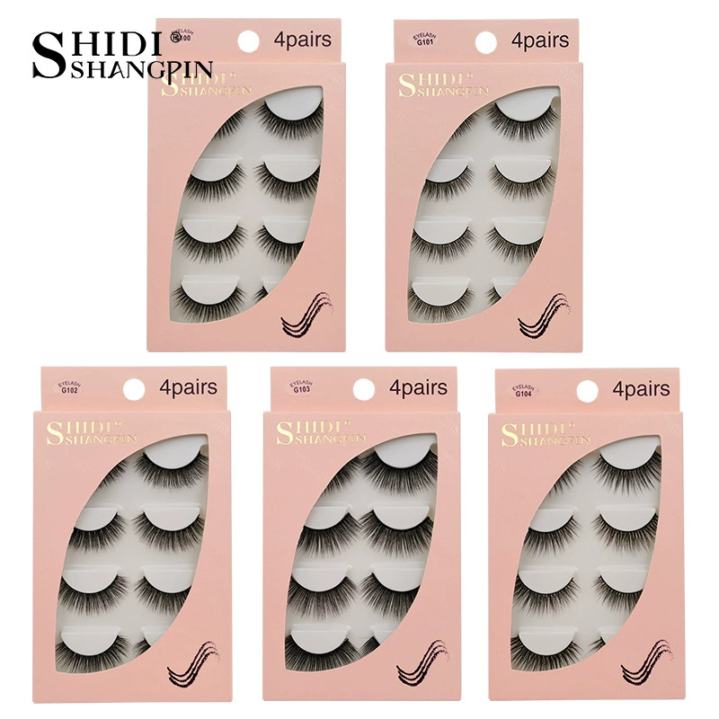 Плотные л lashes Шиди Шоппин, 3D вид лисы, 4 пары, естественные и драматичные стили