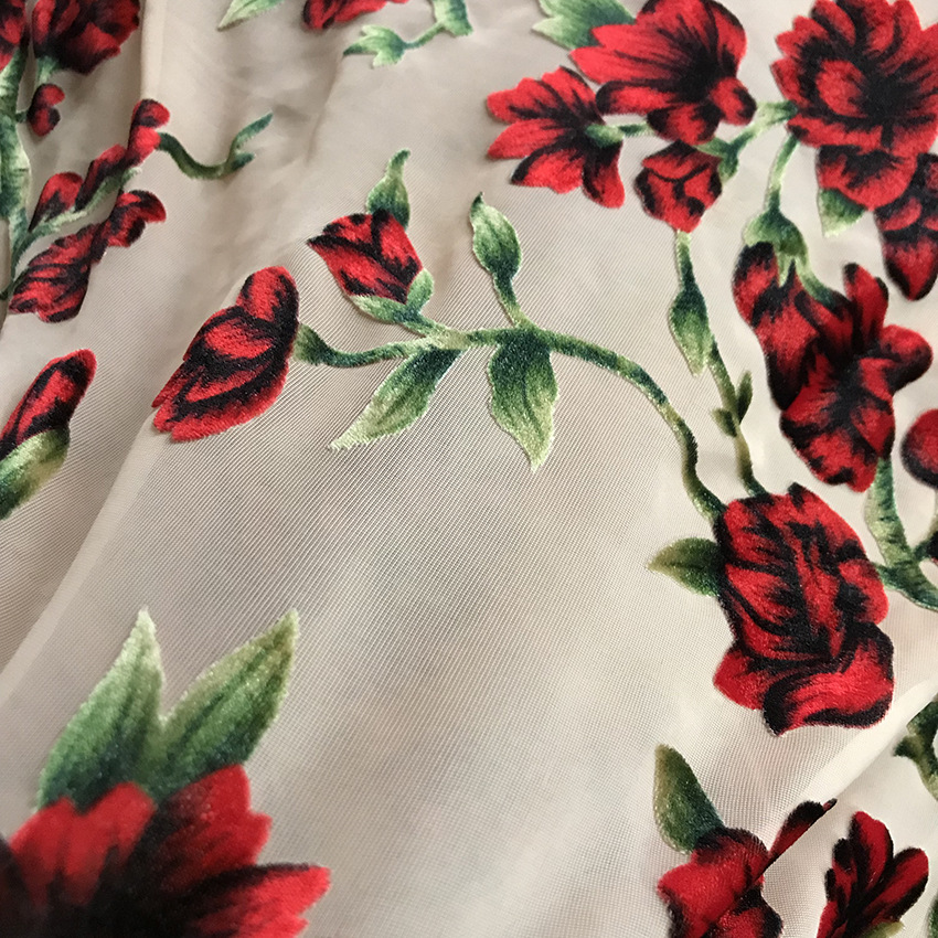 长期供丝绒印花烂花绡锦绒乔其绒服装面料旗袍面料交货快质量保证