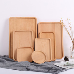 Creative Japanese wooden tray wooden breakfast plate Nordic snack bread cake beech wood plate Western-style plate