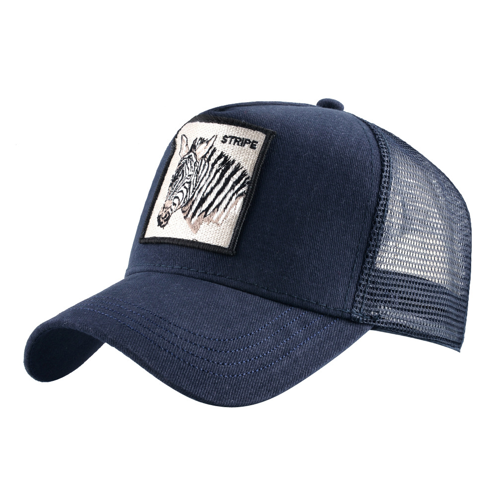 Animal Patch Color Block Baseball Cap Embroidered Truck Driver Hat Mesh Sun Hat For Men_voghion.com