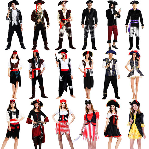 Halloween costume pirate costume foreign trade queen costume Caribbean role play costume couple male Captain Jack Sparrow