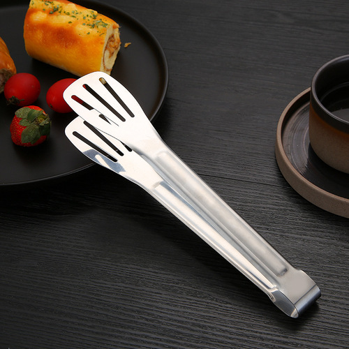 多功能食品夹面包夹自助烧烤夹厨房防滑防烫夹子加厚不锈钢三线夹