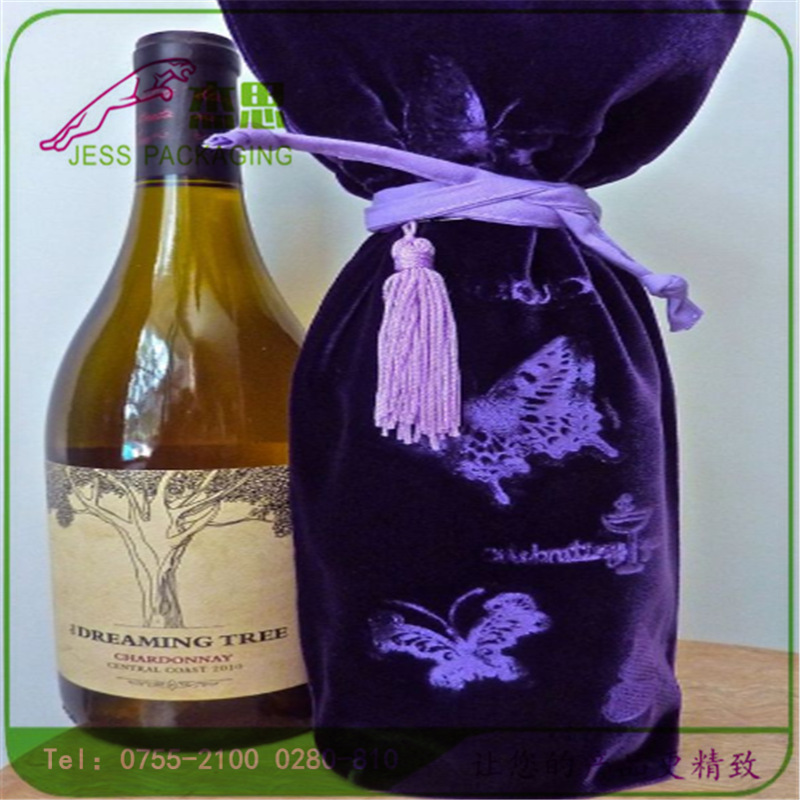设计新款加厚绒布酒类收纳包 白酒手提包红酒拉绳束口袋量大从优