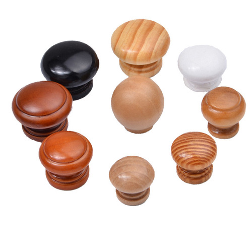 Solid wood furniture handle single hole wooden cabinet door handle drawer round handle wood single hole handle beech round handle